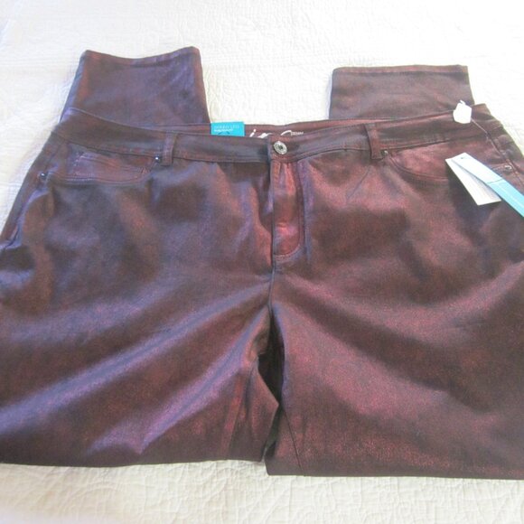 INC Jeans 24W Skinny Leg Slim Tech Fit Black Red Shine - Picture 4 of 7